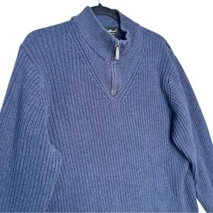 Eddie Bauer Men’s Navy Fisherman Cotton Knit Quarter Zip Pullover